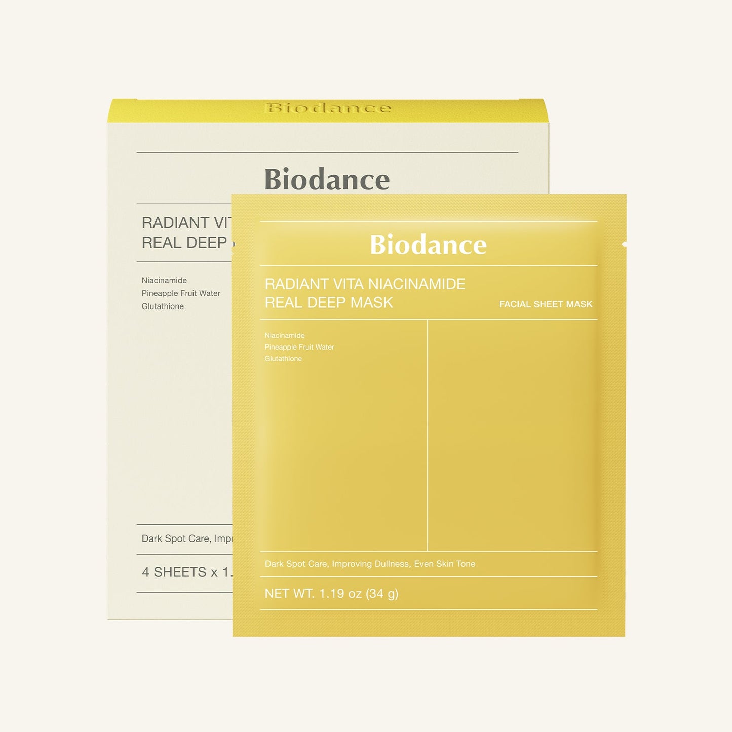Biodance Radiant Vita Niacinamice Real Deep Mask 4 Pack