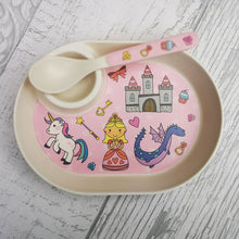 Load image into Gallery viewer, Bamboo Egg Plate & Spoon Set Fairytail