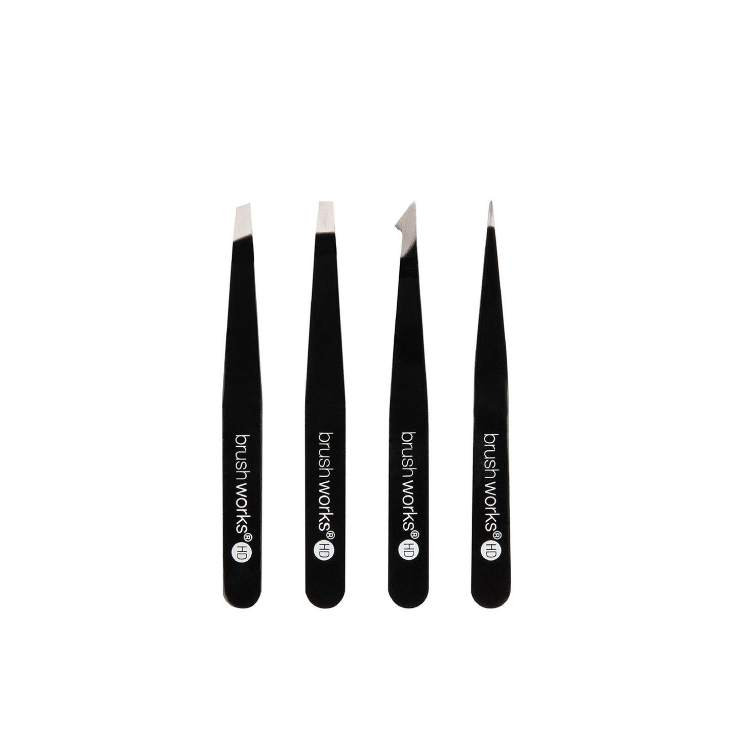 Brushworks The Complete Combination Tweezer Set Black 4pk