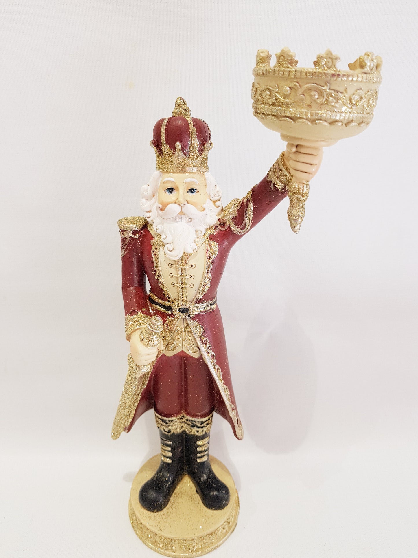 SANTA HOLDING UP T-LIGHT HOLDER