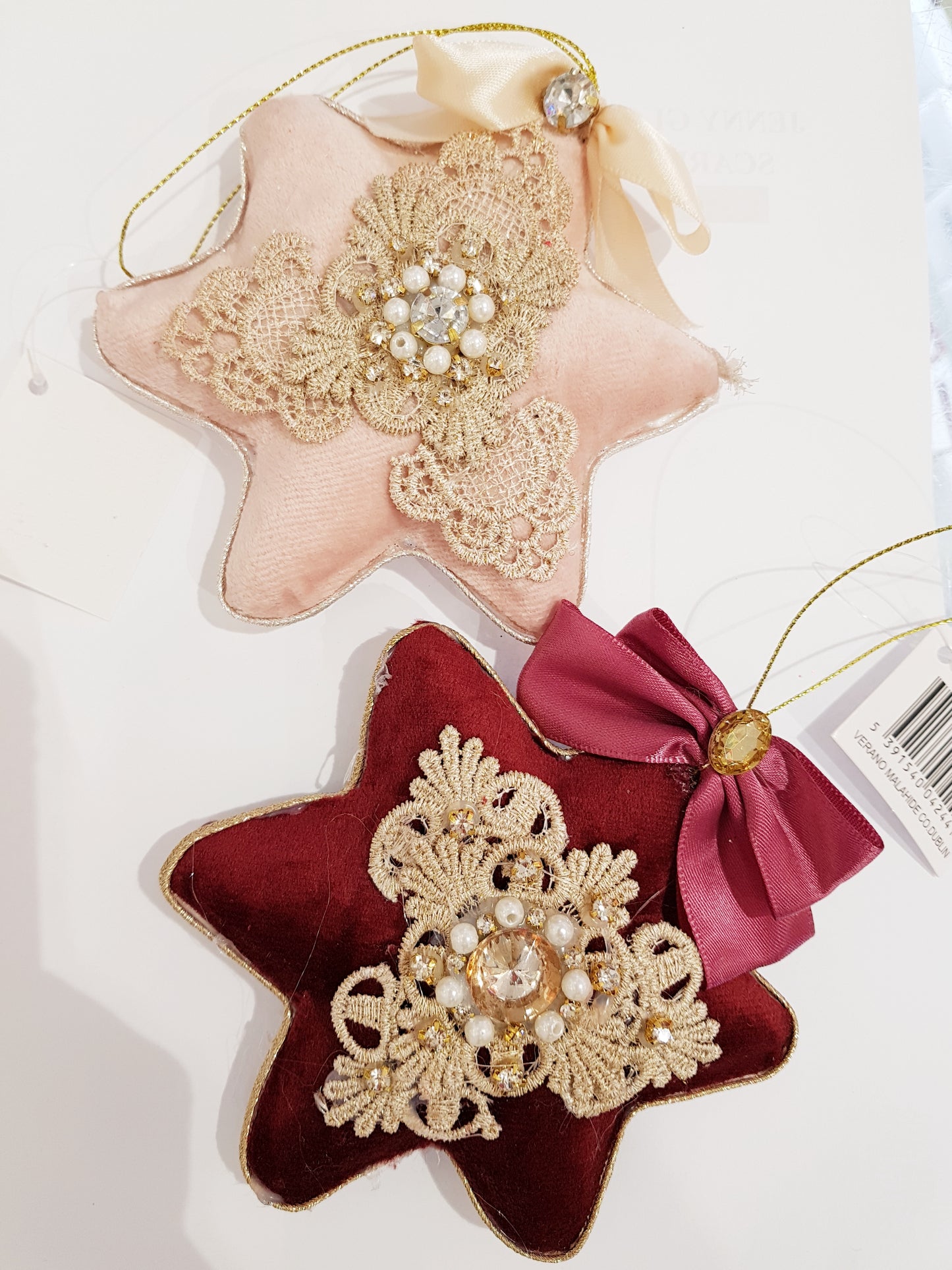 VERANO STAR TREE TRIM WITH FAUX DIAMOND / PEARL DESIGN