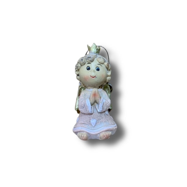 ANGEL TREE TRIM WITH GOLD RING AND CROWN