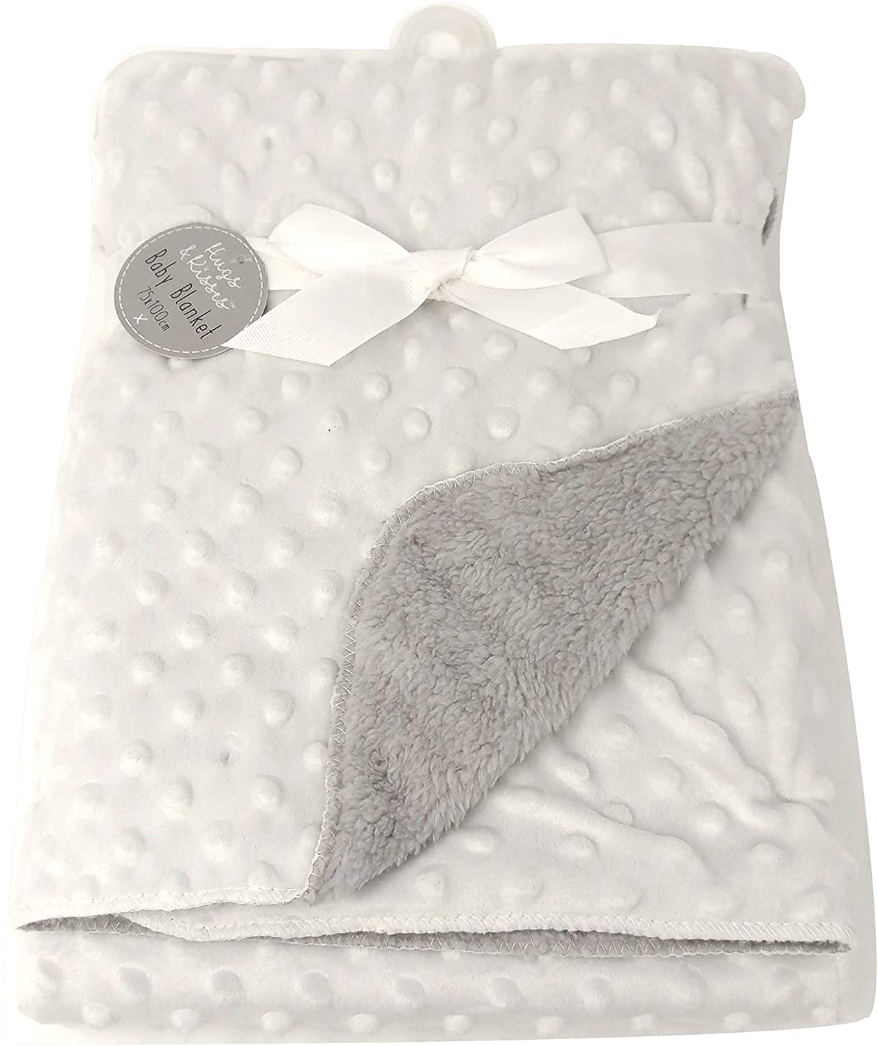Baby Blanket 75cm x 100cm Bubble Mink - White