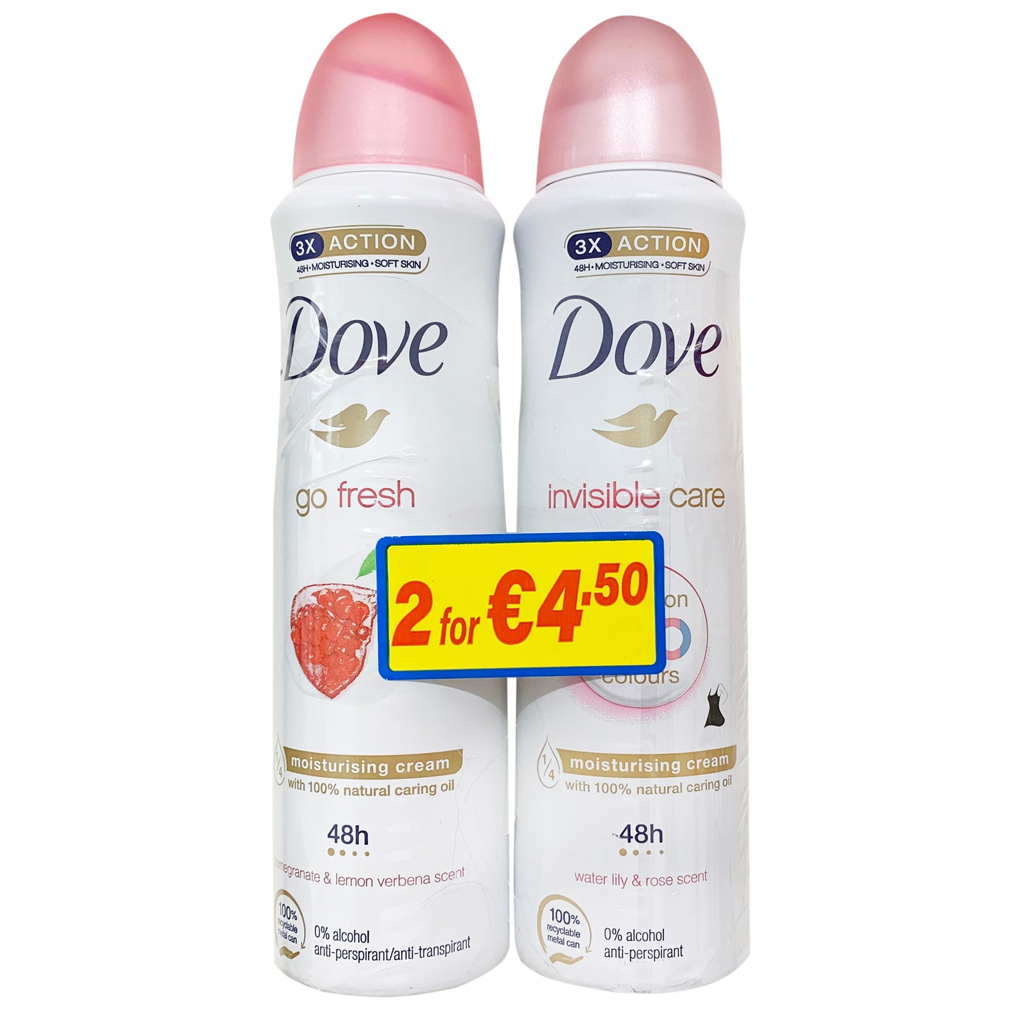 Dove Deodorant 2 for €5 Go Fresh & Invisible Care 2x150ml