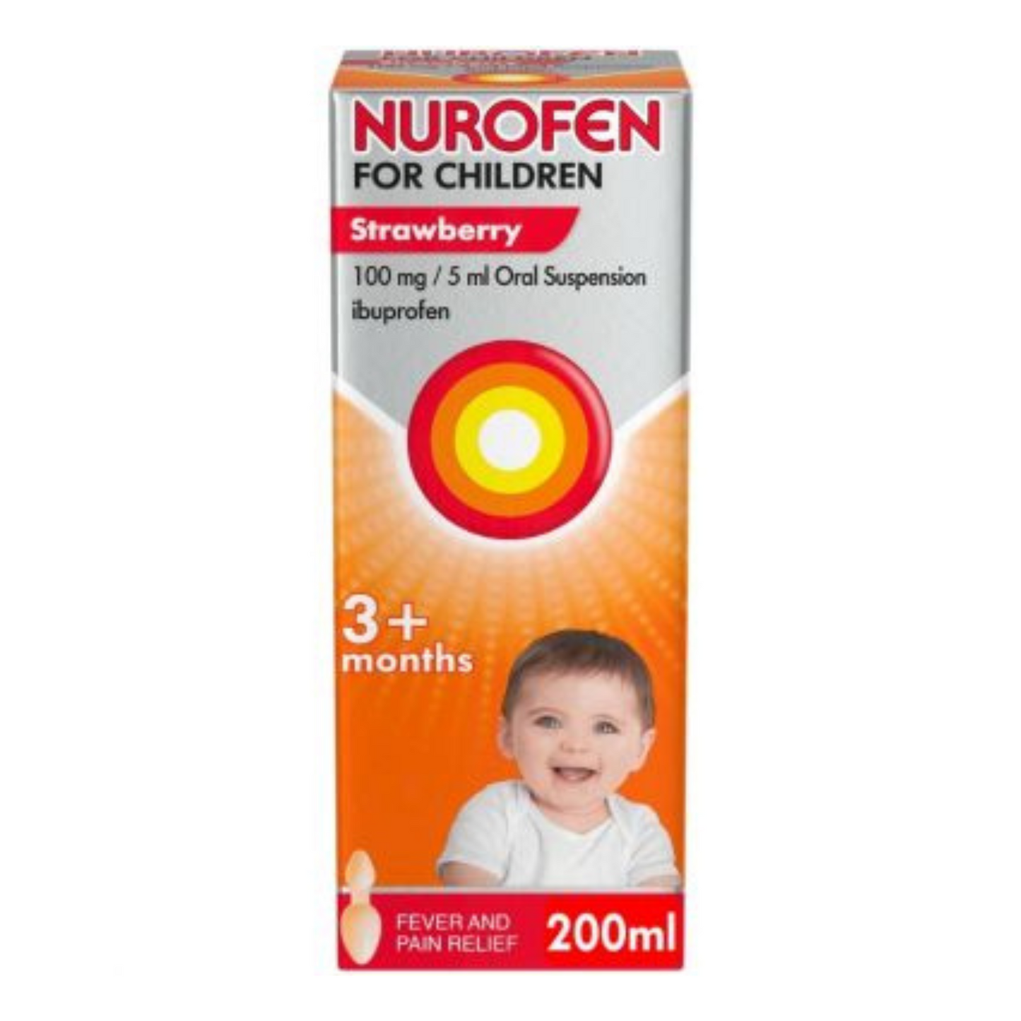 Nurofen For Children 3+ Months Strawberry with Spoon 200ml