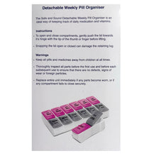 Load image into Gallery viewer, Safe + Sound Detachable Weekly Pill Organiser