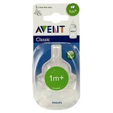 Avent Classic + 2 Slow Flow Teats 1m+