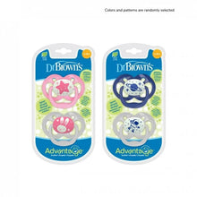 Load image into Gallery viewer, DR BROWNS ADVANTAGE GLOW IN THE DARK PINK SOOTHER TWIN PACK 6 18 MONTHS
