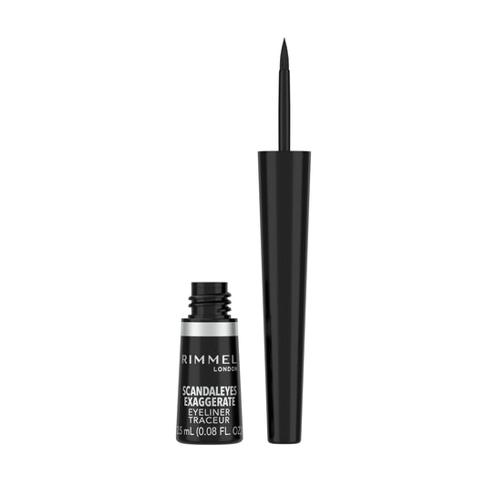 Rimmel London eyeliner pen and bottle on a white background