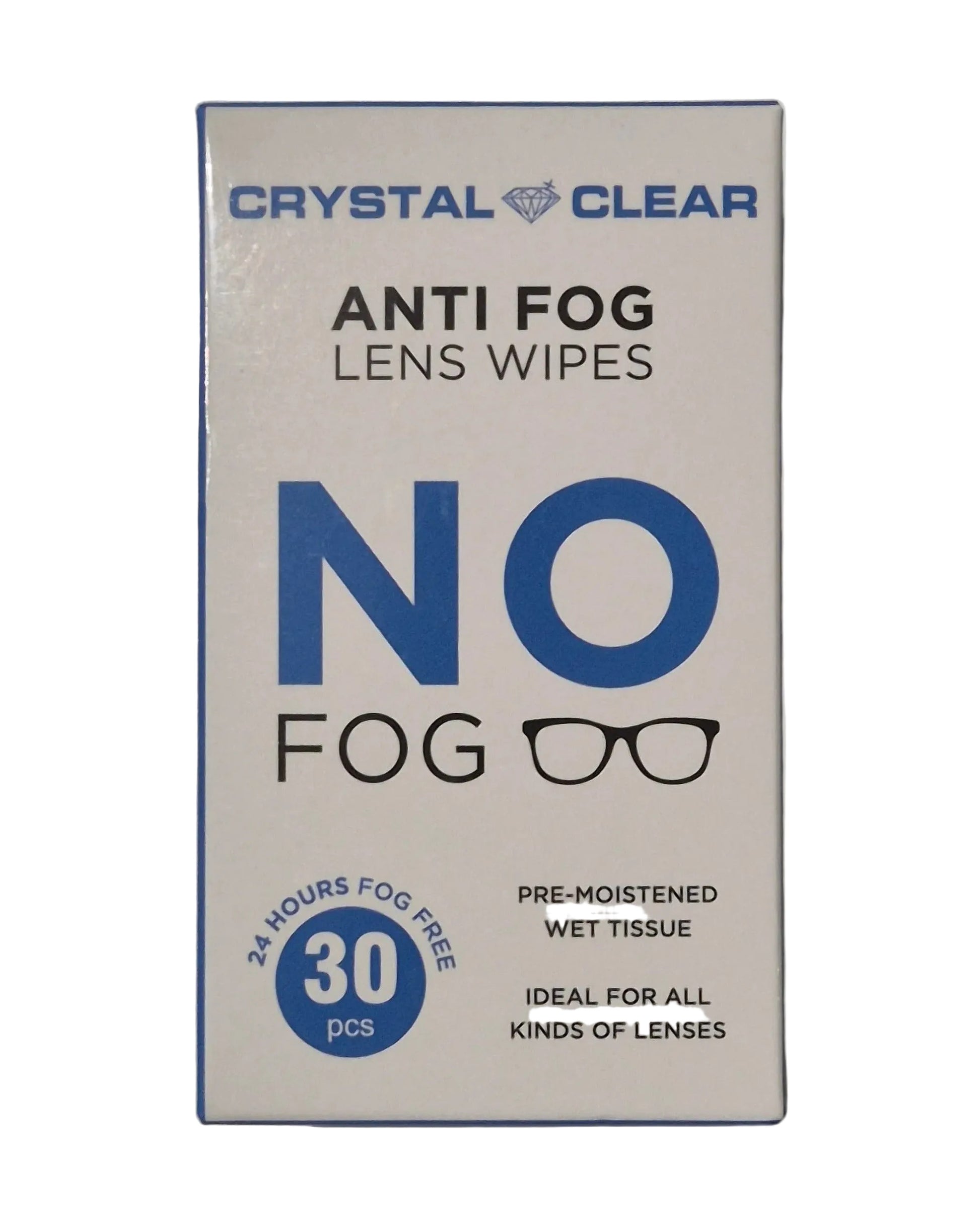 Box of Crystal Clear Anti Fog Lens Wipes.