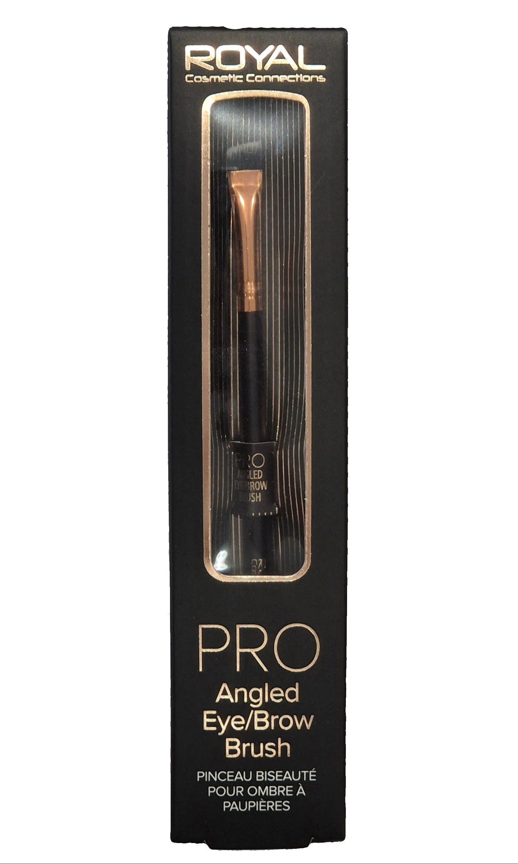 Royal Pro Angled Eye/Brow Brush in packaging on a gray background