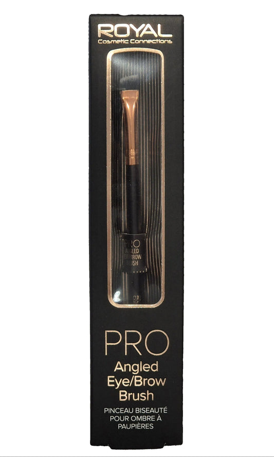 Royal Pro Angled Eye/Brow Brush in packaging on a gray background