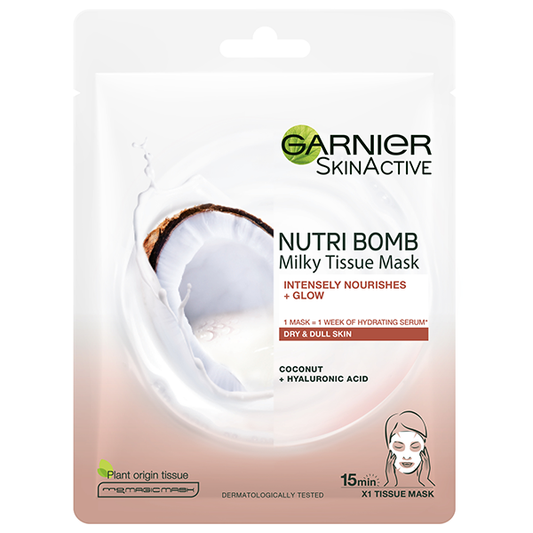 Garnier Skinactive Nutri Bomb Hyaluronic Acid Coconut Milk Brightening Sheet Mask