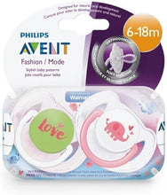 Load image into Gallery viewer, Avent Soother 6-18M Pink Elephants 2PK
