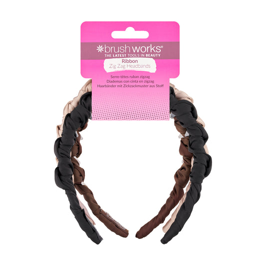 Brushworks Ribbon Zig Zag Headbands – 3 Pack