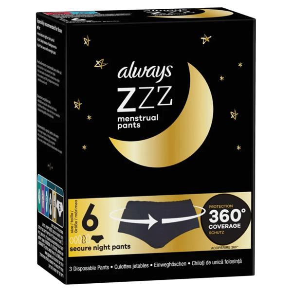 Always Zzz Menstrual Secure Night Pants - 3pc