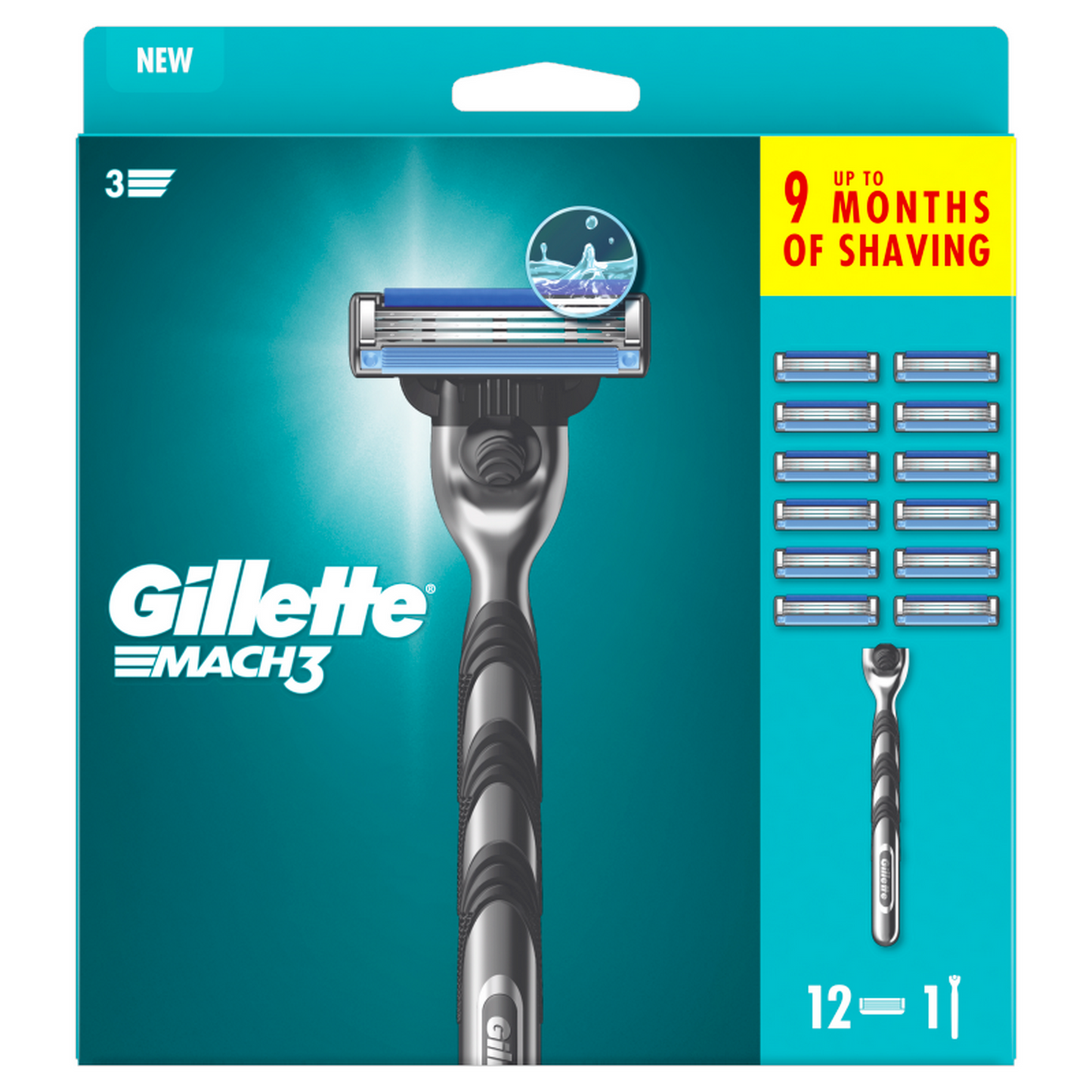 Gillette Mach 3 Value Pack 1 Razor 12 Blades