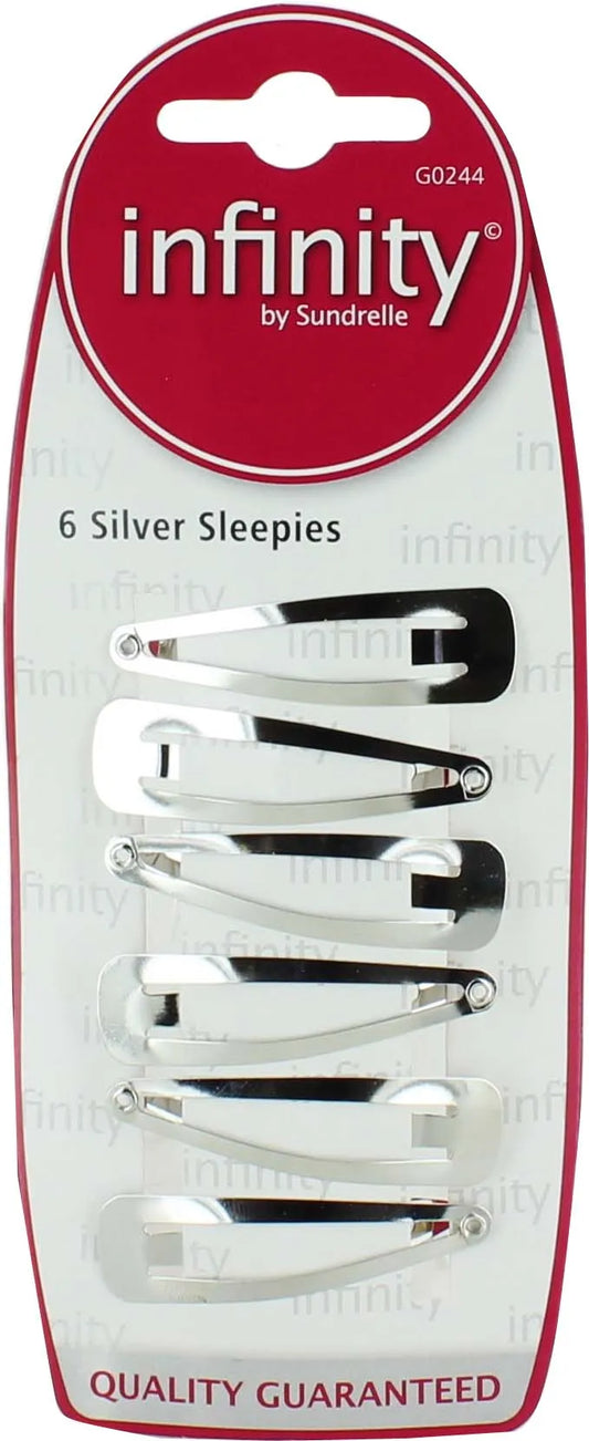 Infinity Snap On Hair Clips Silver 6pc