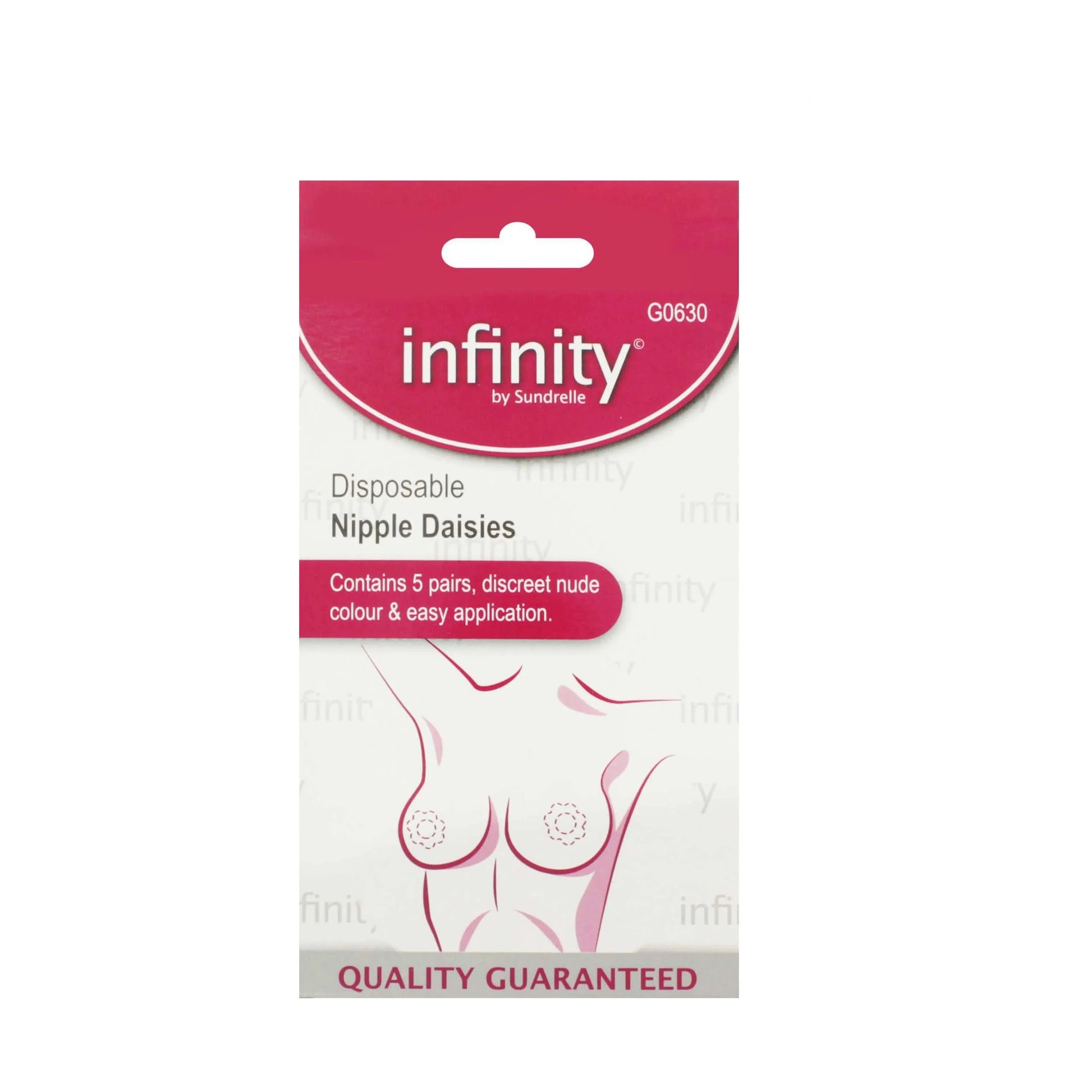 Packaging of disposable nipple daisies with 'Infinity' branding on a white background.