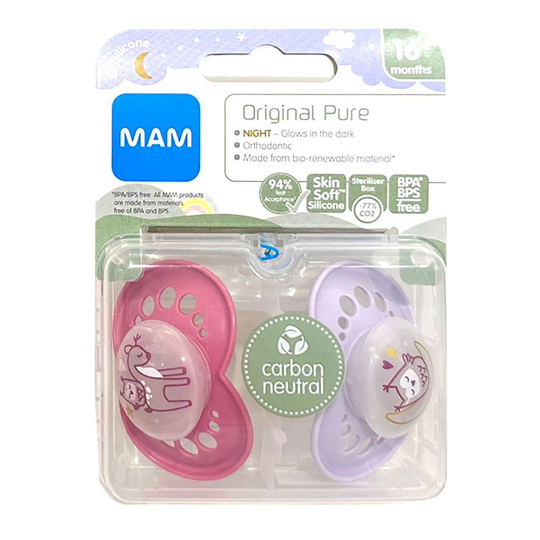 MAM Original Pure Night 16+ Months Soother Girl 2 Pack