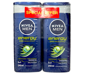 Nivea Men Energy Shower Gel 250ml Twin Pack