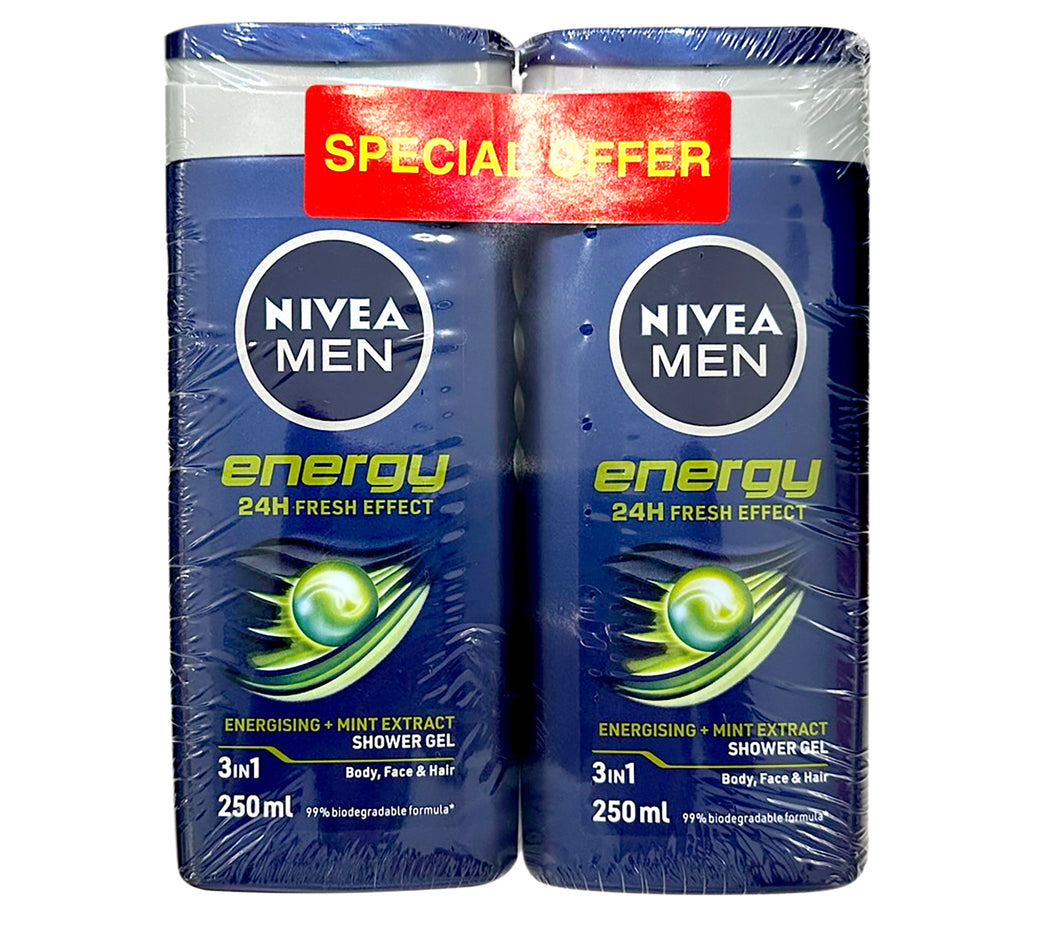 Nivea Men Energy Shower Gel 250ml Twin Pack