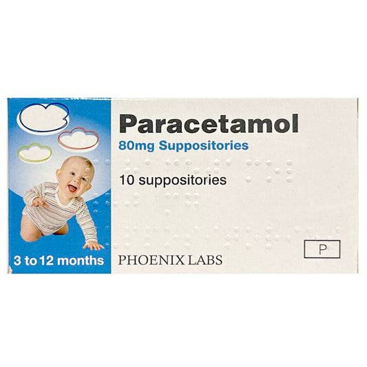 Paracetamol Suppositories 80mg 3 - 12 months 10 pack