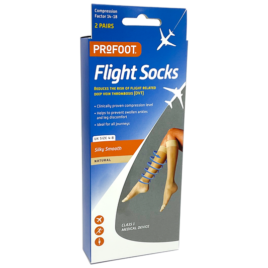Profoot Travel & Flight Socks Natural 2 Pair Size 4-8