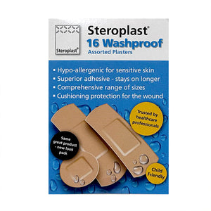 Steroplast 16 Washproof Plasters Assorted