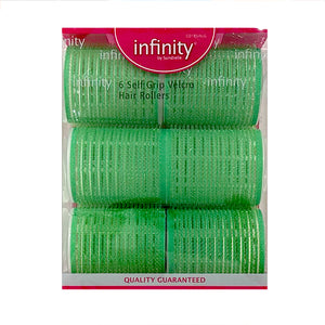 Infinity 6 Self Grip Velcro Hair Rollers Green