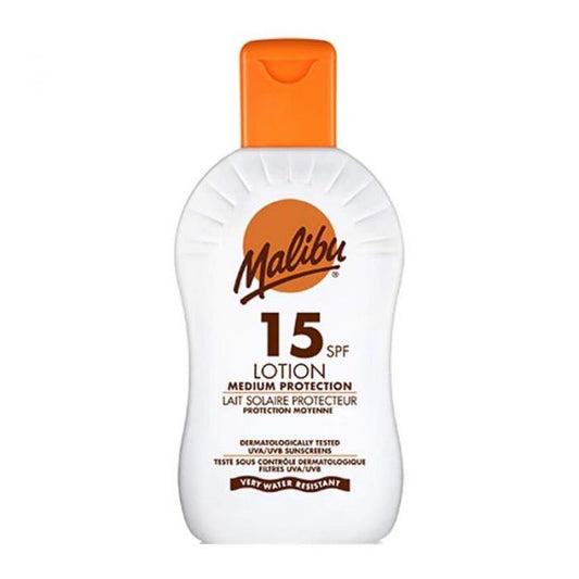 Malibu Medium Protection Lotion SPF 15 200ml  + soothing after sun  200ml twin pack