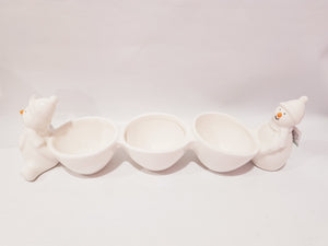 RICHARD LANG SNOWMAN TRIPLE SNACK BOWL