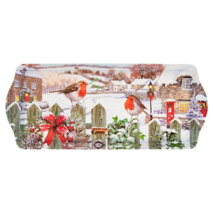 CHRISTMAS ROBINS TRAY MEDIUM