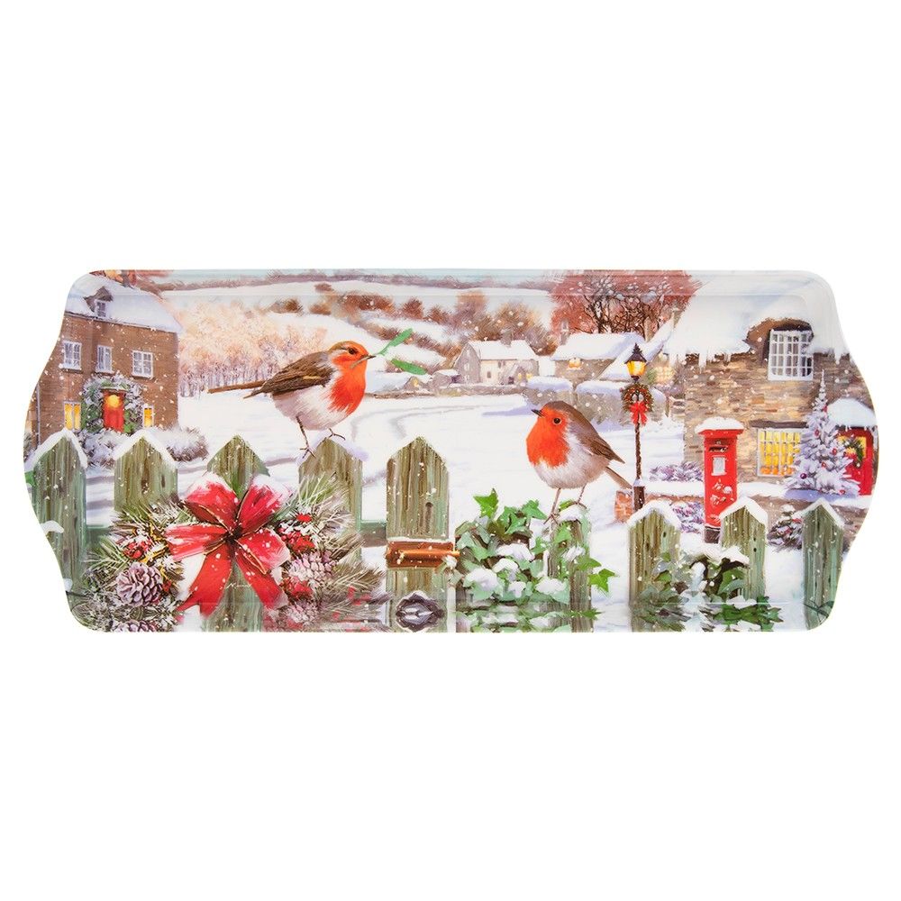 CHRISTMAS ROBINS TRAY MEDIUM