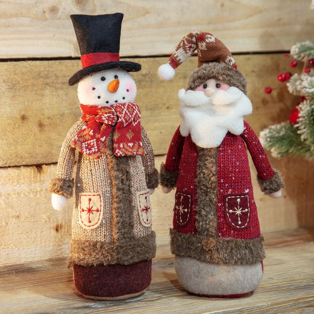 SANTA OR SNOWMAN FABRIC ORNAMENTS