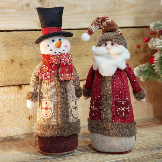 SANTA OR SNOWMAN FABRIC ORNAMENTS