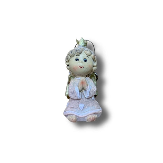 ANGEL TREE TRIM WITH GOLD RING AND CROWN