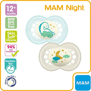 MAM Original Soothers 12+ Months (Pack of 2)nigh, glow ( different design available )