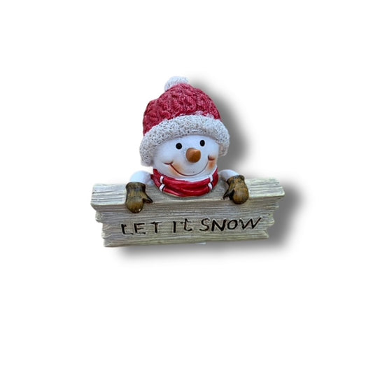 Santa Snowman Sign Wood Effect 8x 4x 6.5cm