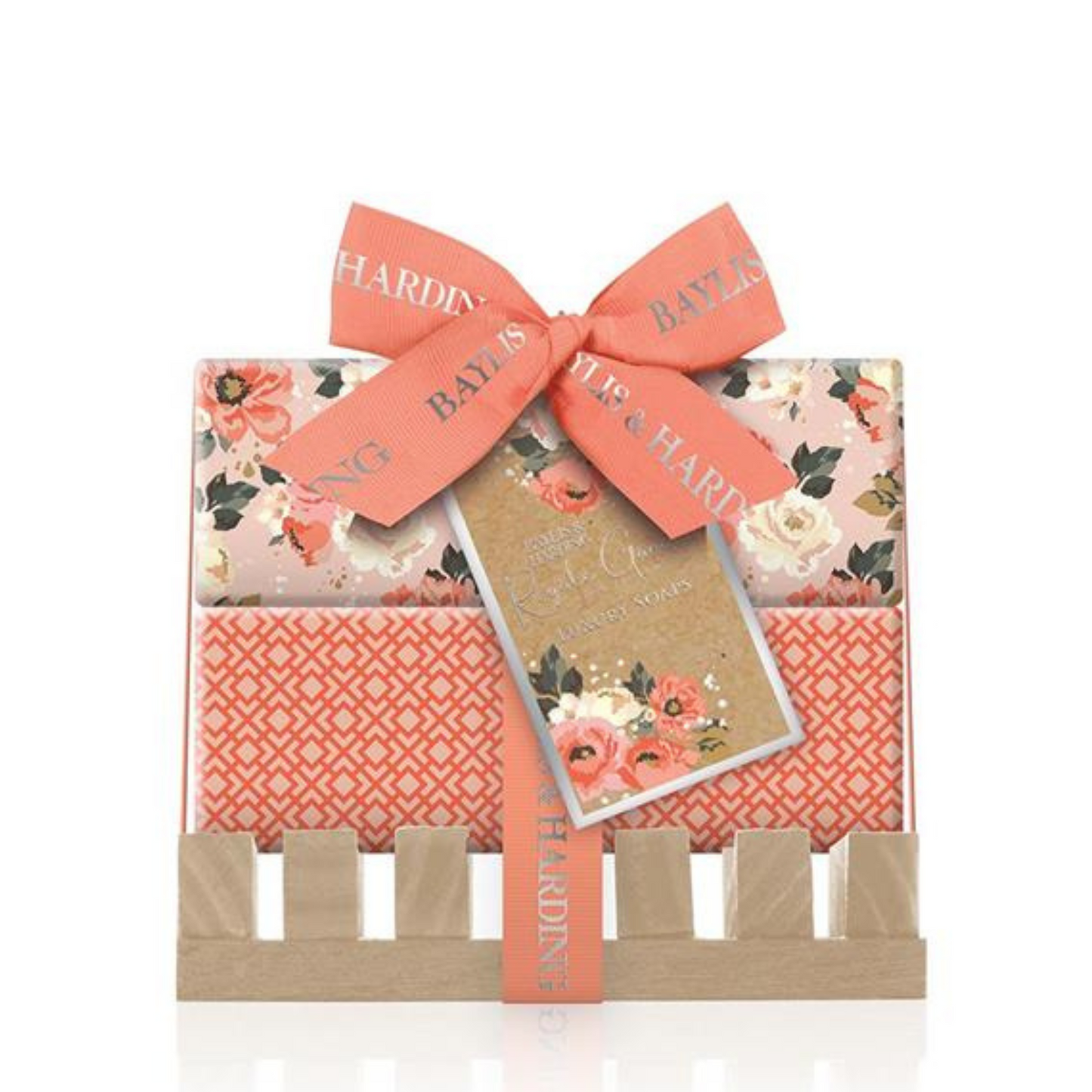 Peachy Soap Gift Set With a wooden Soap Stand, 2 soaps, with a bow