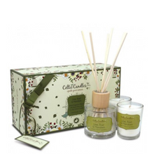 Load image into Gallery viewer, Celtic Candle Diffuser Lime, Basil and Mandarin Gift Set
