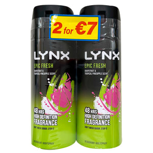 LYNX Epic Fresh Deodorant Body Spray Twin Pack 150ml