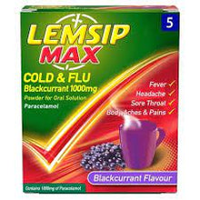 Load image into Gallery viewer, Lemsip Max Cold &amp; Flu Blackcurrant Flavour
