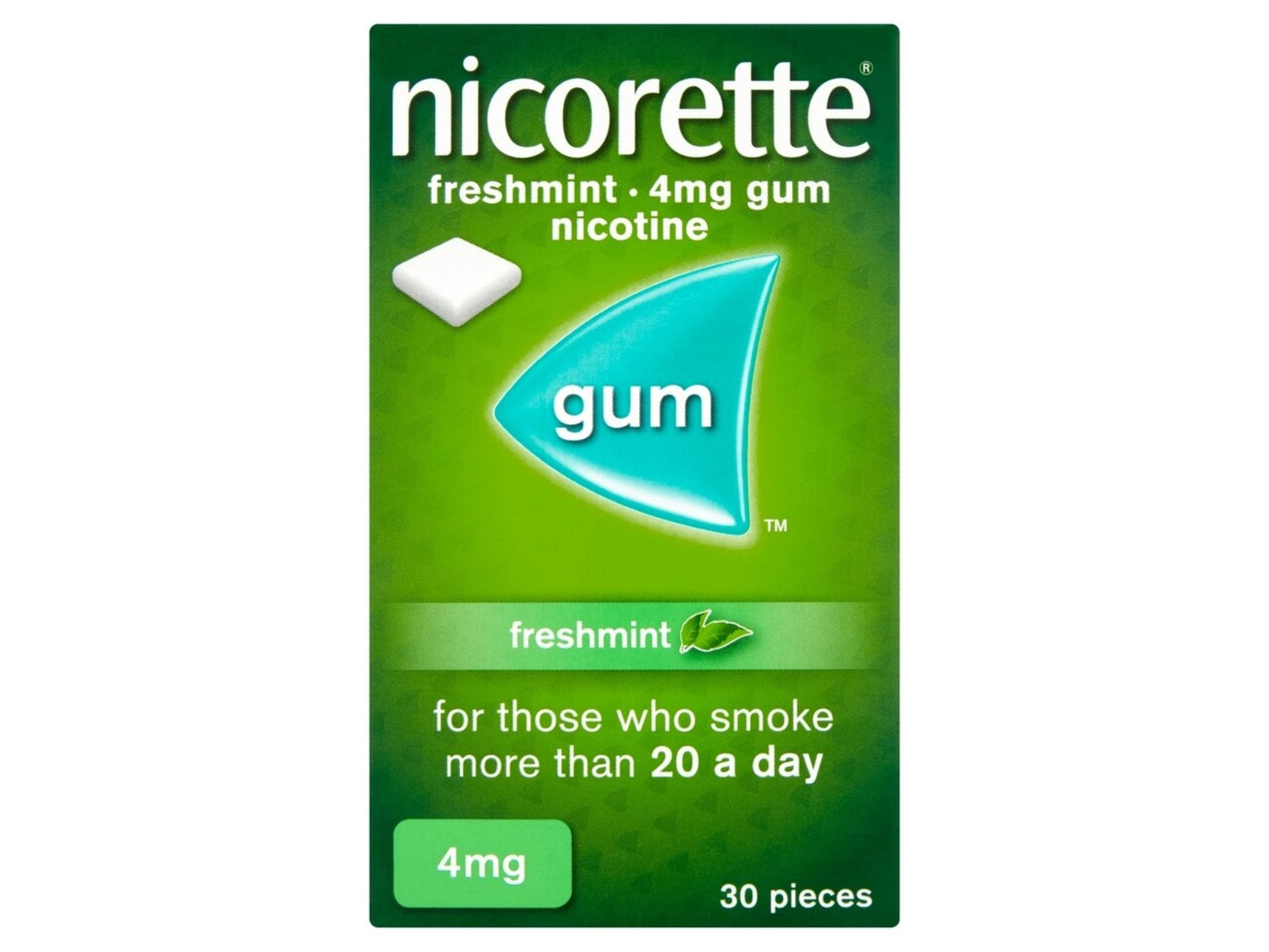 Nicorette Fresh Mint Gum 4mg - 30 Pieces