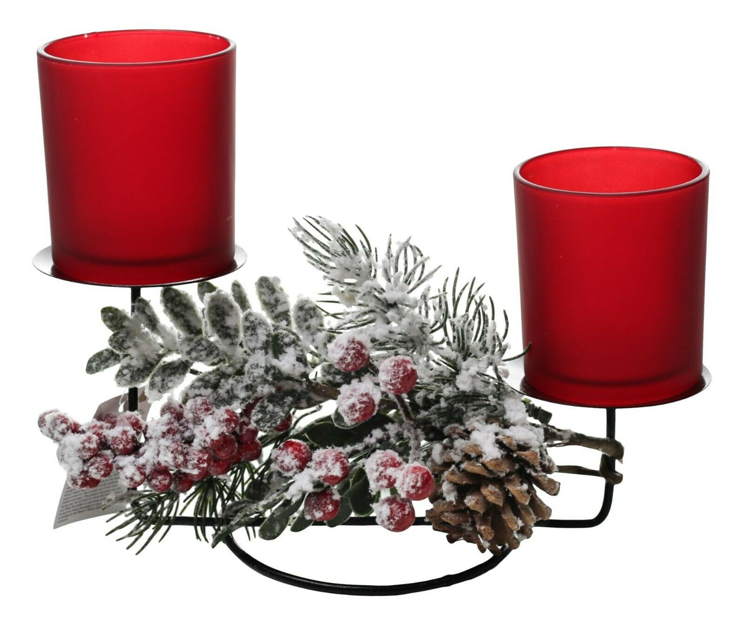 FROSTED FLORAL 2 TEALIGHT HOLDER 19CM