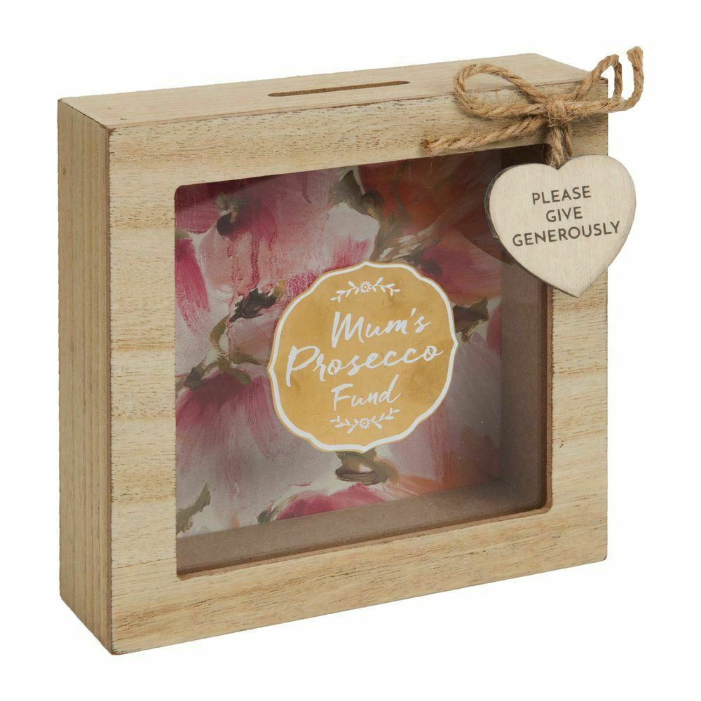 Mum's Prosecco Fund Wooden Money Box