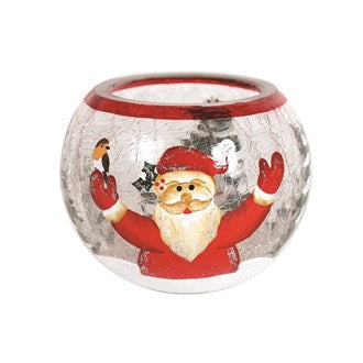 CHRISTMAS SANTA GLOBE  TLIGHT  HOLDER 8CM